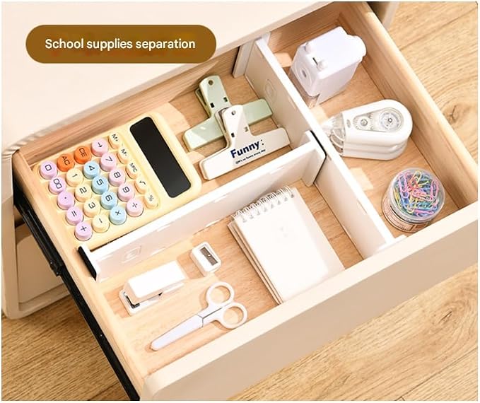 6 Pack Adjustable Drawer Dividers (10.8–17.9”) – Expandable Slide-Lock Plastic Drawer Organizer for Clothes, Kitchen, Bathroom & Office – Tool-Free White Drawer Separators