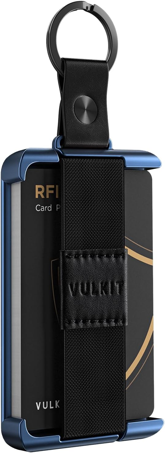 VULKIT Minimalist Slim Wallet For Men Front Pocket Alumimum Credit Card Holder Wallet With RFID/NFC Blocking Cards Navy