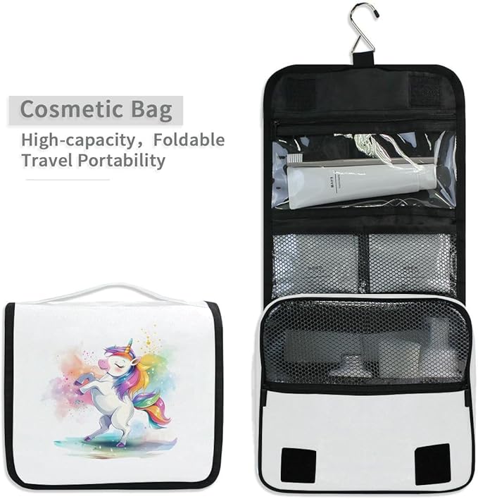 senya Hanging Travel Toiletry Bag Cute Kit Makeup Case Cosmetics Organizer for Men Women (Unicorn)