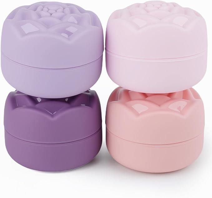 Travel Containers for Cosmetics Toiletries - 0.88 Oz 4 Pack Small Silicone Refillable Mini Jars with Lid Handcream Eyes Cream Hair Gel Wax Pills Moisturizer Earrings Container Rose(4 colors)