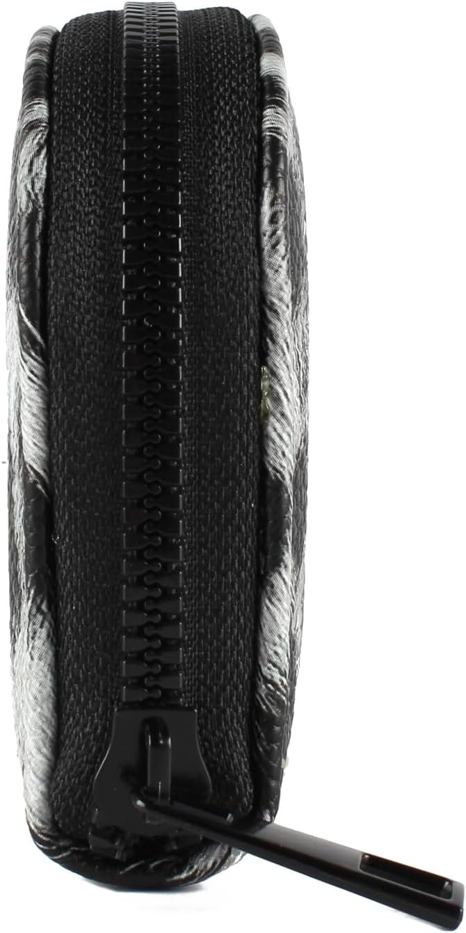 Small Zip Wallet Credit Card Wallet Coin change case Holder for women PU Leather(Grey Snake)