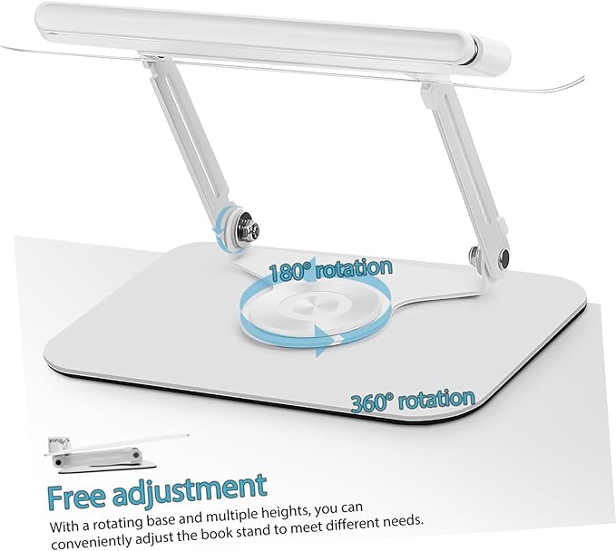 Adjustable Rotating Book Holder Stand Multi-Functional Desktop Stand for Reading Recipe Books and Laptops Height Adjustable with Page Clips for Hands Use