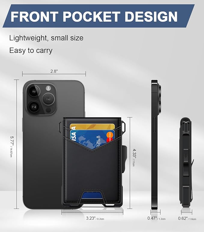 GHUKY Wallet for Men, Minimalist Slim Mens Wallet with Money Clip, RFID Blocking Smart Pop Up Card Wallet with ID Window, Compact Bifold Wallet,Metal Aluminum Credit Card Holder