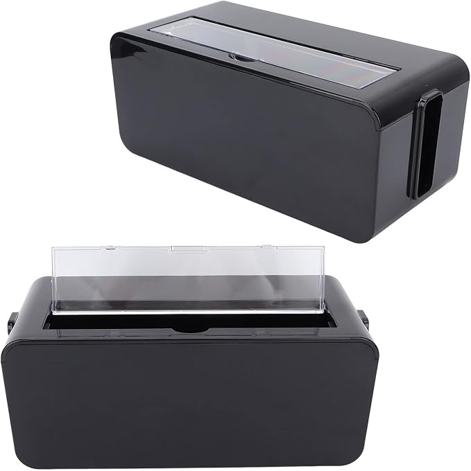 Power Socket Storage Box Safe Multipurpose Wire Organizer Plastic Box for Home Office Medium Size 26.8x12.5x11cm (Black)