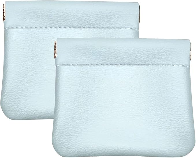 VOFOON [Upgrade] Leather Mini Squeeze Coin Purse, Small Jewelry Pouch Leather Travel Bag Coin Holder For Men/Women 2/4 Pack
