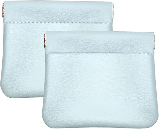 VOFOON [Upgrade] Leather Mini Squeeze Coin Purse, Small Jewelry Pouch Leather Travel Bag Coin Holder For Men/Women 2/4 Pack