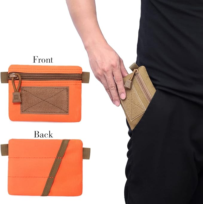 Tactical Keychain Pouch - Military Mini Size Belt Gear EDC Pocket Organizer as Coin Purse ID Card Holder Car Fob Key Waist Case Wallet Earphone Pack (2 Orange)