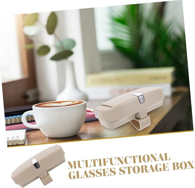 SHERCHPRY 1Pc Multifunctional Vehicle Sunglasses Storage Case Beige Eyewear Clip for Car Visor Durable Art Eyeglasses Holder for Organizing Sunglasses and Accessories