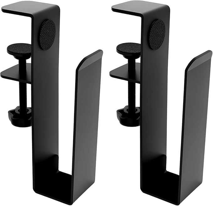 Desk Side Storage Organizer, Desk Side Laptop Mount, Punch-Free Clamp, No-Drill Clamp on Desktop Holder, Hanging Notebook Organizer for Office Home