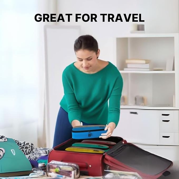 Dot&Dot Slim Packing Cubes for Travel 5pc Set - Narrow Suitcase Luggage Organizer Bags - Thin Travel Essentials for Backpacks - Lightweight Packing Organizers (Non-Compression)