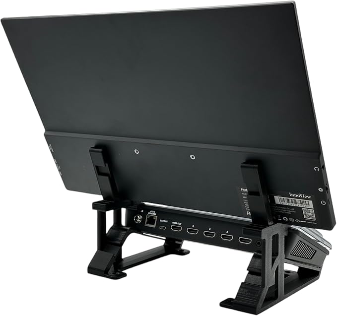 Stand for ATEM Mini Series + Thin Monitor (up to 33 mm) - 6 Cold Shoe Slots, 30 Degree Viewing Angle, Slip-On Design, Non-Slip Feet, Dust-Cover Compatible - Third-Party Accessory