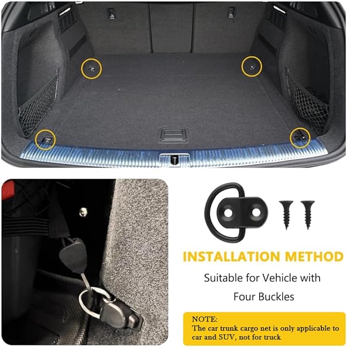 Universal Cargo Net for SUV,High Elastic 31"x22" to 63"x47" Trunk Net for SUV with Fastening Kits,Multi-Purpose Automotive Cargo Nets and Trunk Organizer for Car