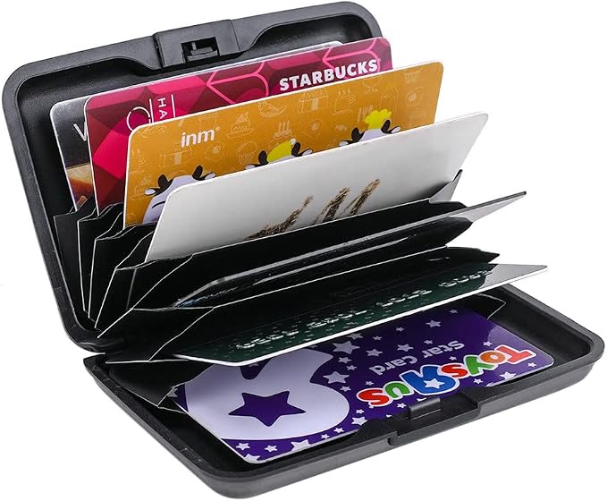 ELFISH RFID Blocking Credit Card Protector Aluminum ID Case Hard Shell Business Card Holders Metal Wallet for Men or Women（Gray