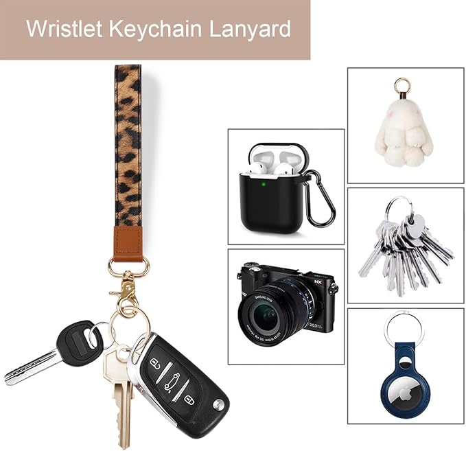 Coco Rossi Slim Front Pocket Wallet Minimalist RFID ID Card Holder Cute Small Wallets with Wrist Lanyards Key Chain Holder for Women, Brown Leopard