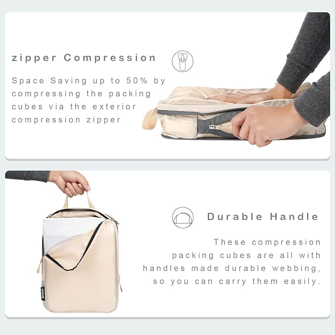 BAGAIL 6 Set Ultralight Compression Packing Cubes Packing Organizer for Travel Accessories Luggage Suitcase Backpack