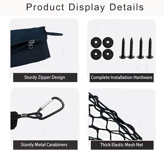 130x45CM Large Heavy-Duty Automotive Big Trunk Cargo Net | Elastic Trunk Storage Mesh Organizer Foldable Automotive Cargo Net Universal for SUV Truck Van Sedan