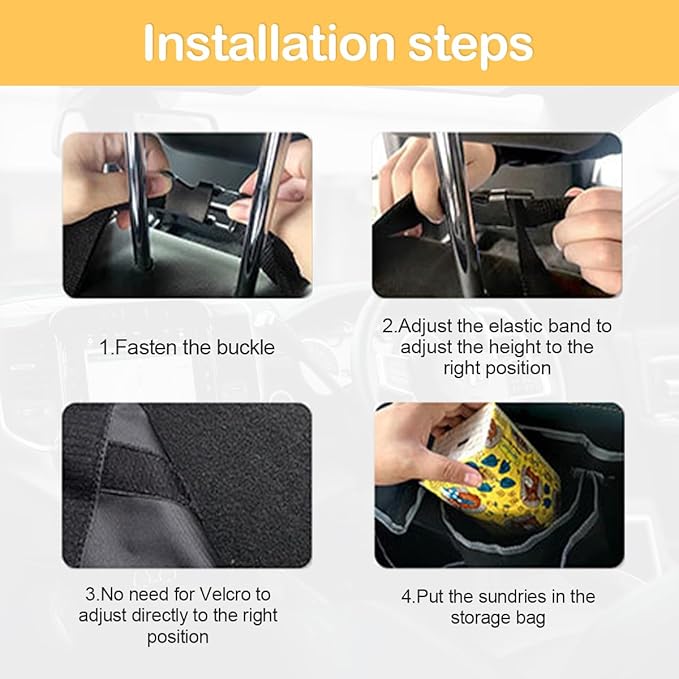 Osilly Car Trunk Organizer with Lid, Backseat Hanging Storage Bag with 4 Pockets & 3 Adjustable Straps, Waterproof PVC Collapsible Cargo Bag, Car Interior Accessories for Auto SUV MPV