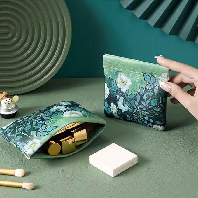 Better-Love 2 Pack Small Makeup Bag for Purse, PU Leather Cosmetic Pouch & Coin Purse Organizer, Purse Pouches for Inside Purse Organization, Snap Closure Mini Makeup Pouch Set for Women