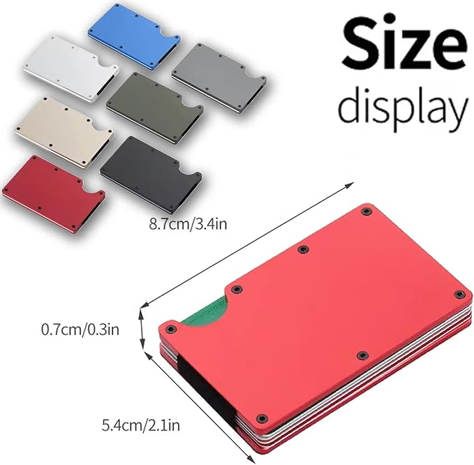 EDGE Metal Wallet for Men - Minimalist Slim Wallet - RFID Blocking Card Holder Money Clip, Smart Wallet - Aluminum Credit Card Hold Clip Red