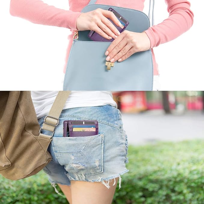 GH GOLD HORSE Slim RFID Blocking Card Holder Minimalist Leather Front Pocket Wallet for Women | Slim