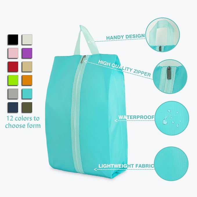 6pcs Portable Shoe Organizer, Travel Pouches with Zipper, Golf Shoe Bags, Clothes Bags, Soccer Cleats Bag Shoe Pouch for Gym, Waterproof, Odor-Resistant (Blue)