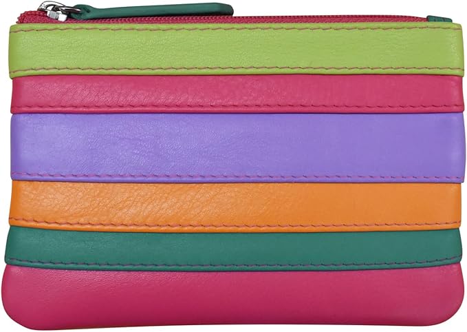 ili New York Mini Leather Coin Purse, Compact Genuine Leather Pouch with Key Ring & RFID Protection, Used for Coins, Keys and Cards, Ideal for Travel and Everyday Carry, Palm Beach