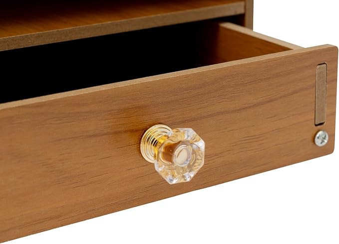Monitor Stand Wooden Desktop Organizer with Lockable Drawers & Keys & Phone Holder Vintage Multi Compartment Desk Shelf for Home,Office (Z0801)