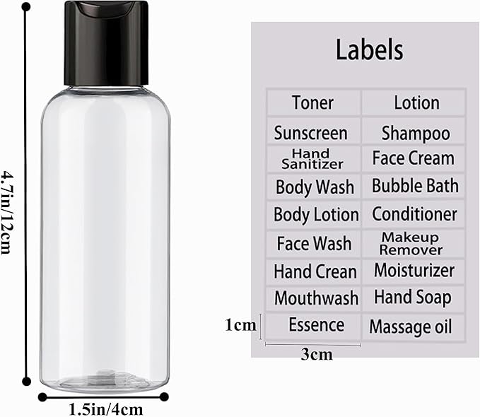 DNSEN 5 Pack 3.4 oz Travel Bottles for Toiletries TSA Approved Leakproof Plastic Empty Travel Size Bottles Containers with Labels