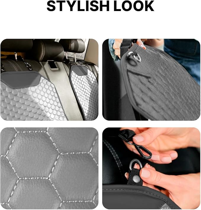Owleys Premium Leather Car Seat Protector for Child 2 pcs Gray