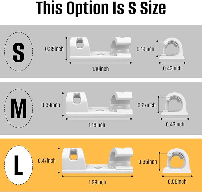 50 Pcs Self Adhesive Cable Clips,Upgraded Cable Management with Screw Hole,Strong Cord Organizer for Under Desk,Car,TV PC,Christmas Light Indoor/Outdoor-White L