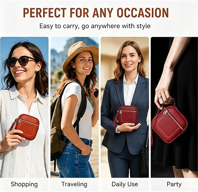 Square Leather Mini Card Wallet Coin Purse Portable Unisex Small Case Organizer Zipper Lock Design Fashion Money Bag