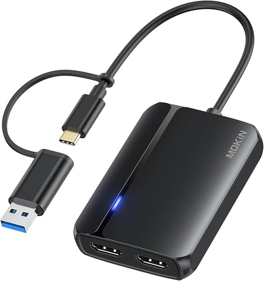 MOKiN USB 3.0 to Dual HDMI Adapter for Dual Monitors, USB C to HDMI Adapter for Mac, Windows, 4K Dual HDMI Adapter Compatible with M1/M2 Mac, Windows, ChromeOS, Android