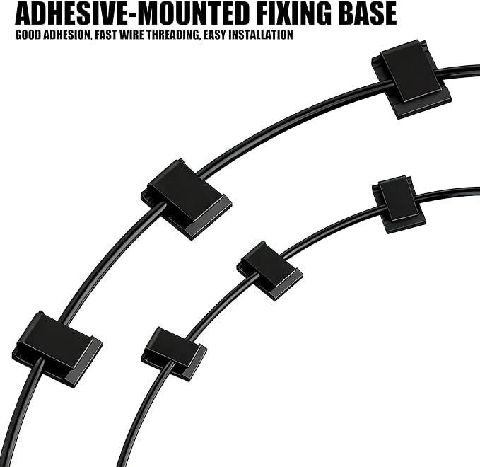 120pcs Strong Adhesive Cable Clips for Indoor and Outdoor Wire Management Cable Clip Upgrades for Efficient Routing on Wall Under Desks