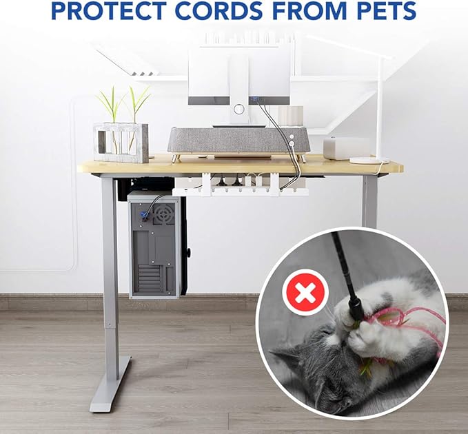 FLEXISPOT Under Desk Cable Management Tray, Metal Raceway Wires Cable Tidy Organizer Office and Home Cable Tray Use for Standing Desk (White)