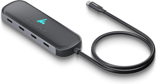 Type C to 4 in 1 Type C Hub, Wozoyo 4XType C 5 Gbps, Data Transfer Upto 5Gbps, Plug & Play, Multiport Type C Hub with 30cm Cable, Compatible with MacBook, Tablet, Smartphones and Type C Devices