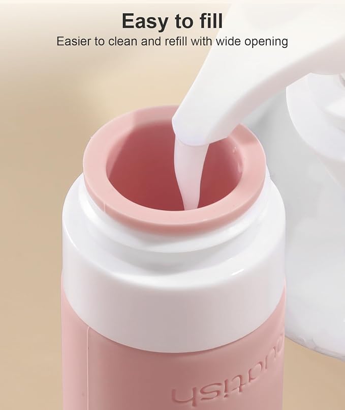 Quatish Travel Bottles for Toiletries, Original Patented Leak Proof Travel Size Containers, 3 oz Tsa Approved Silicone Shampoo and Conditioner Bottles, 4 Pack, Dusty Pink