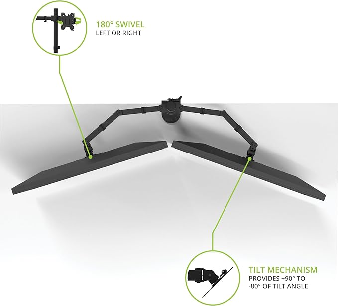 Kanto DML2000 Height Adjustable Desktop ARM Dual Monitor Stand