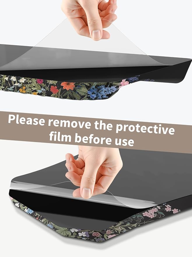 3-in-1 Ergonomic Keyboard Stand with Wrist Rest & Mouse Pad Set, Comfy Keyboard Riser Holder Soft Mousepad with Massage Design, Memory Foam and Non-Slip PU Base for Pain Relief, Flower