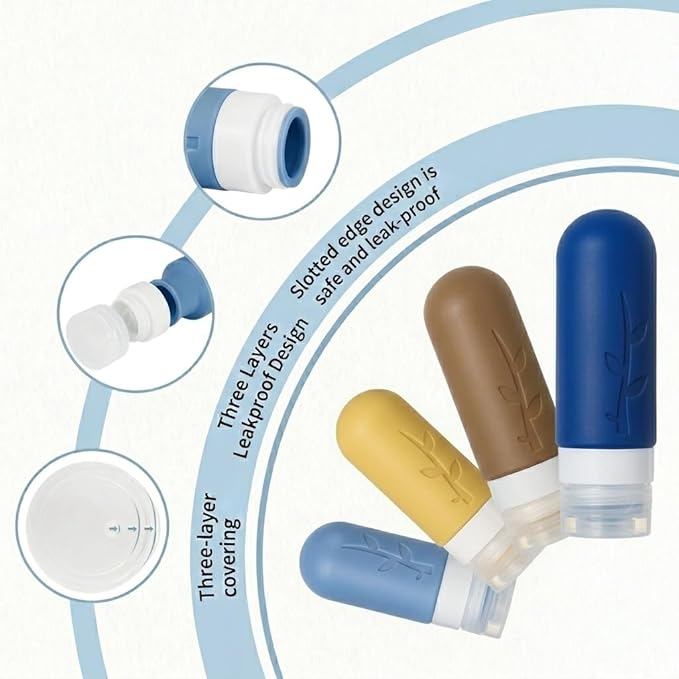 DEPOZA Travel Bottles Kit (16 Pack) - TSA Approved, Leak Proof Silicone Squeezable Containers for Toiletries. Complete Set with Jars, Sprayers & Bag (Dark blue)
