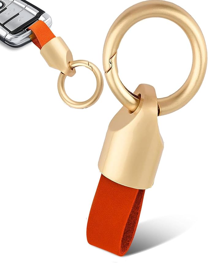 Car Key Chain Clip Leather Keychain Key Fob, Key Chain Rings for Car Keys Key Holder with Zinc Alloy Buckle for Men