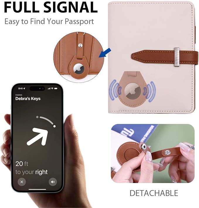 Passport Holder for Men and Women, Cute Passport Wallets, Mulit-Purpose RFID Blocking Passport Holder Wallet, Travel Wallet Passport Cover Case（Cream White）