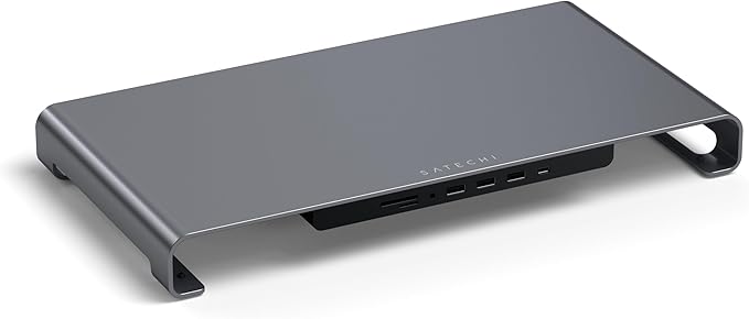 Satechi USB C Hub Monitor Stand for Desk with USB-C Data Port, 3 USB 3.0 Ports, Micro/SD Card Readers, Audio Jack, Computer Monitor Stand for Desktop Computers, Monitors, and Laptops