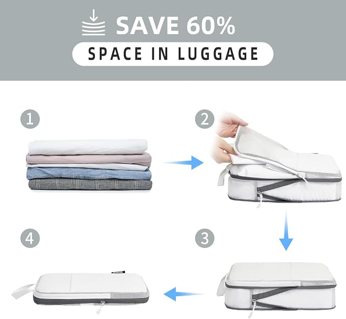 BAGAIL 6 Set Ultralight Compression Packing Cubes Packing Organizer for Travel Accessories Luggage Suitcase Backpack