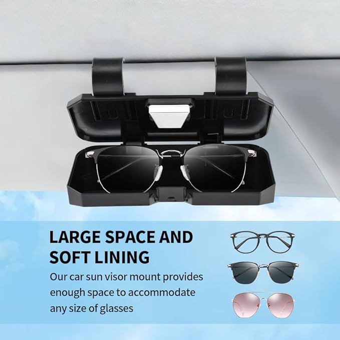 Sunglass Holder for Car Visor Clip, Sunglasses Case for Car Sun Visor Glasses Storage Box Car Sunglass Holder Car Visor Accessories Suitable for Truck and Sedan to Place Sunglass