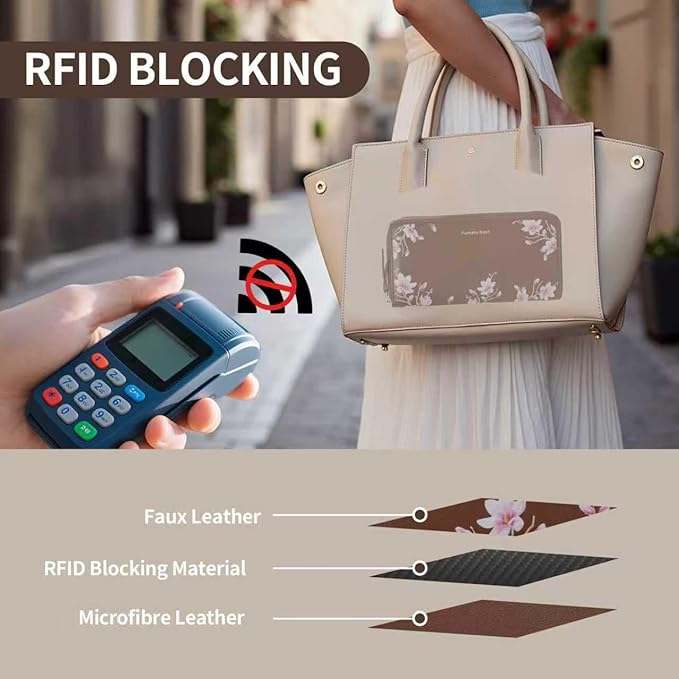 Pomelo Best Womens Wallet RFID Blocking Leather Multi Credit Card Large Capacity Wristlet Zip Around Long Wallets for Lady