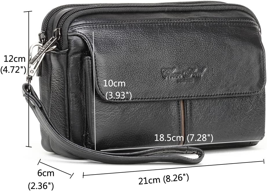 Leather Clutch Purse Wallet Men Wrist Bag