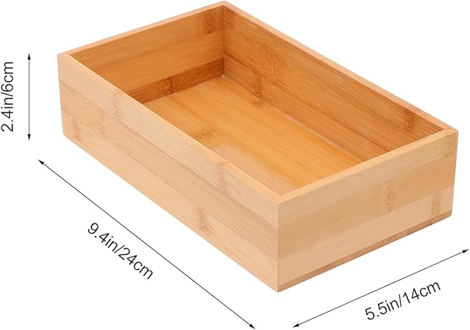 Uonlytech Storage Box for Desktop Sundries, Natural Wood Organizer Container, Home Décor Accent for Office and Living Room Storage