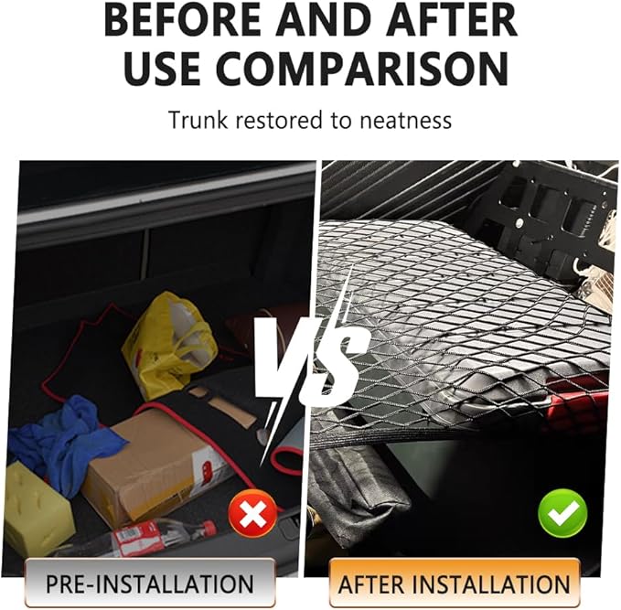 Cargo Net for SUV,Upgraded Highly Elastic Truck Cargo Net with Trunk Net Hooks - Stretch to 49.2"x43",Premium Truck Bed Netting for Cargo for Car Organizer and Storage (27.5" x 19.6")