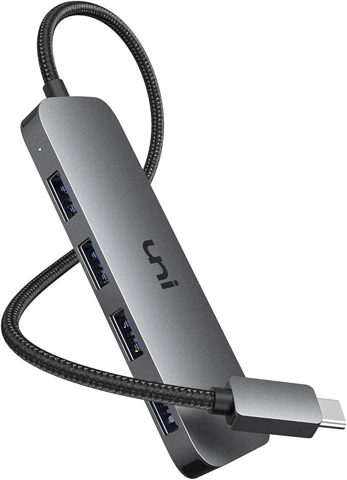 uni USB C to USB Hub 4 Ports 2ft, Sturdy Braided USB Type C to USB Adapter with 4 USB 3.0 Ports, Thunderbolt 3 to Multiport USB 3.0 Hub Adapter for MacBook Pro/Air 2020/2019, iPad Pro