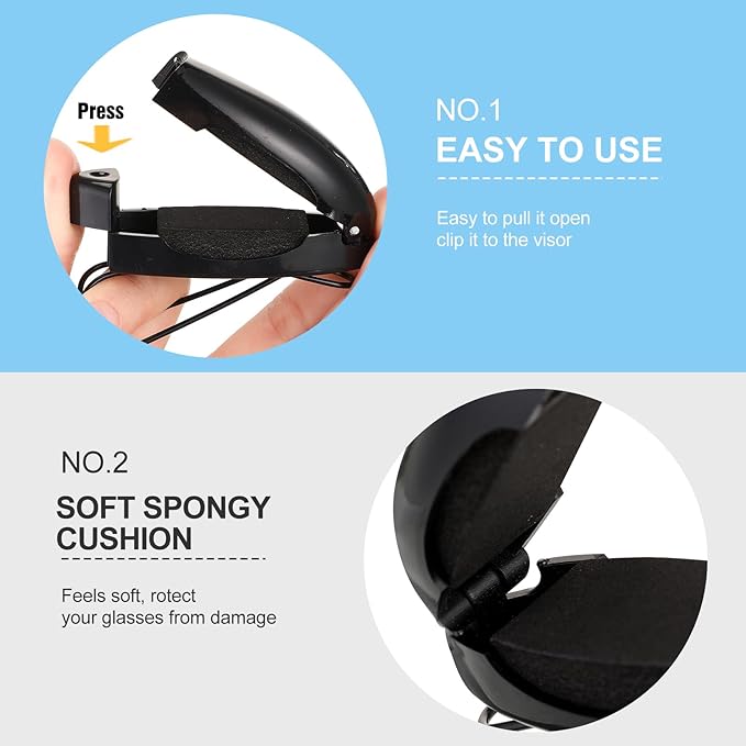 Frienda 10 Pieces Auto Car Vehicle Sun Visor Clip Holder for Sunglasses Glasses Holder Hanger Eyeglasses Mount Ticket Card Clip Car Accessories(Black)